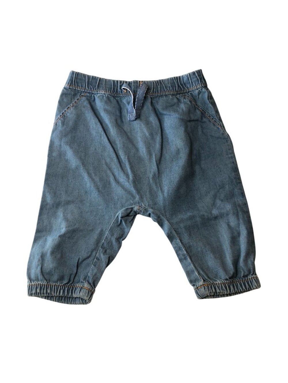 H&M Baby Organic Cotton Elastic Waist Denim Joggers Blue 2–4 Months Lightweight
